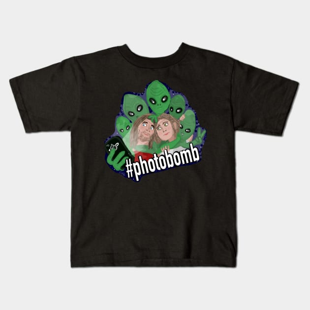 Alien Photobomb Kids T-Shirt by HeartonSleeves